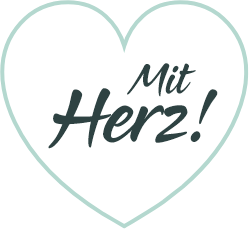 Herz mit der Aufschrift "Mit Herz" des Pflegedienstes by Max in Ahlen.